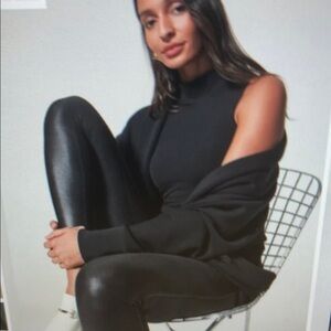 ❤ NWOT! SPANX FAUX LEATHER HIGH RISE PULL ON SHAPEWEAR SKINNY LEGGINGS